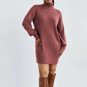 Aritzia Merino Wool Turtleneck Sweater Dress Tunic Soft Warm Rebecca Rose Pink